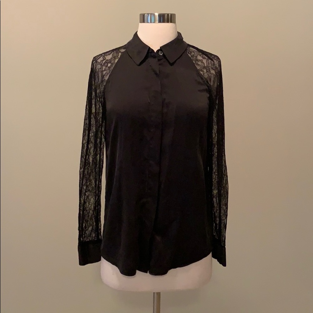 Equipment Quinn Silk Blouse with Lace Sleeves